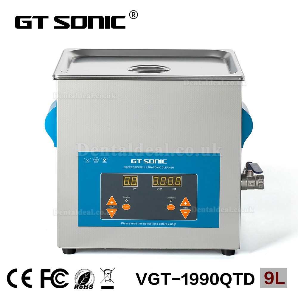 GT SONIC QTD 2-27L Tabletop Digital Ultrasonic Cleaner with Heater & LED display for Dental Lab Industry Jewelry